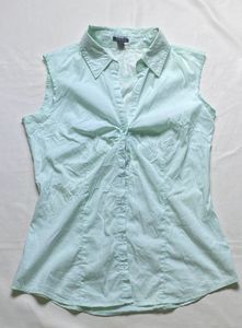 Light Blue Sleeveless Collared Shirt