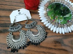 Elegant Oxidised Combo Jhumka Earrings