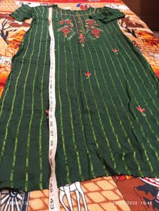 Green Embroidered Kurta