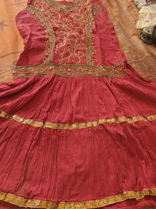 Embellished Maroon Ethnic designer full kurta set