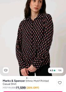 Patterned Button-Up Shirt for Her
