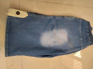 dark blue Denim Cropped Pants