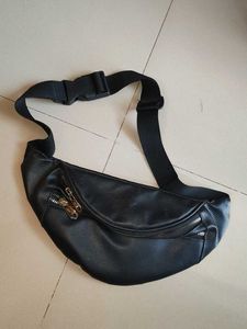 Black Faux Leather Fanny Pack