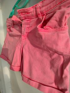 Neon Pink Denim Shorts