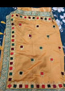 Embroidered Mustard Yellow Saree