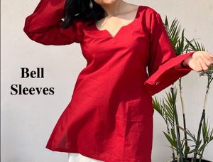 Desi Red Bell Sleeve Kurta