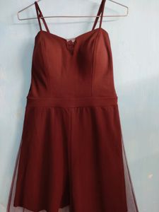 fit and flare maroon  dress