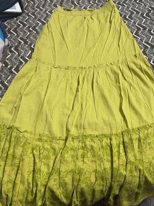 Lime Green Crop Top &amp; Tiered Maxi Skirt