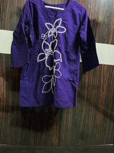 Cream Kurta with Floral Applique
