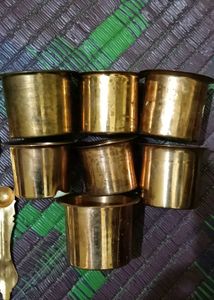 Vintage Copper Kalash Pots/Glass/Spoon Set