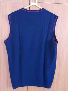 Men's Blue V-Neck Sleeveless Sweater