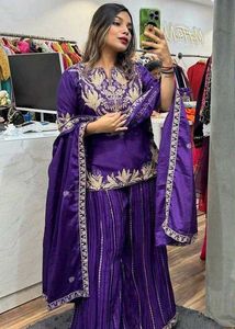 Stunning Purple Embroidered Kurta Set