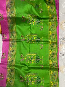 PURE PINK SILK SAREE with thread Border