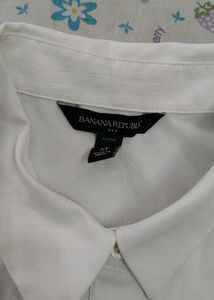 Chic White Sheer Panel Button-Up Shirt