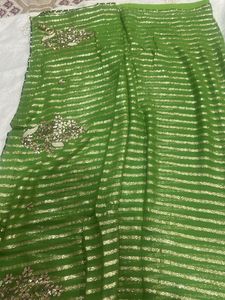 Green laheriya saree