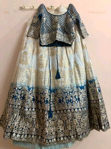 Elegant Blue &amp; Gold Lehenga Choli Set