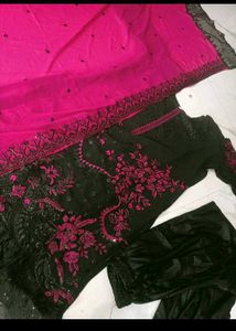 black and pink kurti set