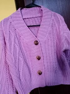 Lavender Button Knit Cardigan