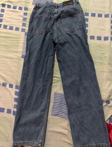 Blue Denim Wide Leg Jeans