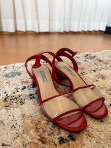 Prada Red Vinyl Sandals