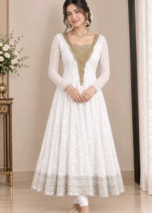 White Anarkali Set