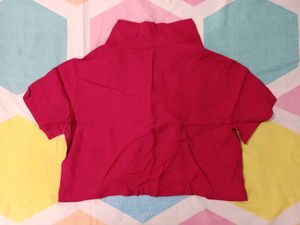 Stylish Pink Cropped Button-Up Top