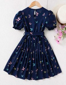 Navy Butterfly Print Dress