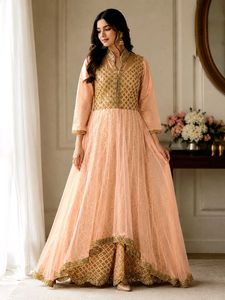 Elegant Peach party wear gown