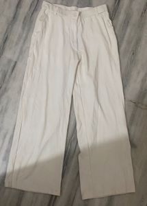 Cream Wide-Leg Trousers