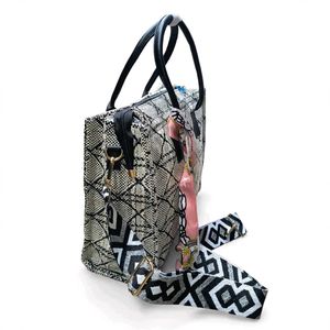 Stylish Textured Tote Bag with Scarf Accent