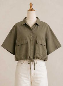 Olive Green Cropped Shirt