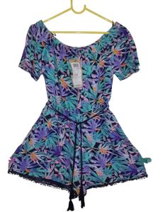 Tropical Print Off-Shoulder Romper