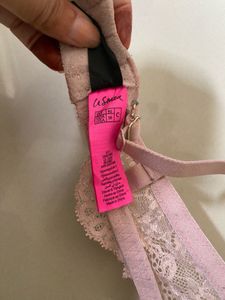 Soft Pink Lace Trim Padded Bra