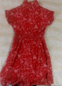 Charming Red Floral Midi Dress