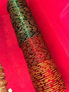 Traditional Bridal Bangles Set–Red,Green &amp; Gold