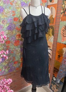 Chic Black Ruffled Mini Dress