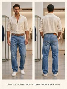 GUESS Premium Mens Baggy Fit Denim Jea