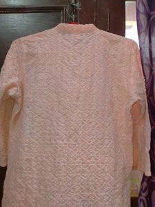 Peach Chikankari Kurta