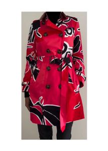 Abstract Print Trench Coat