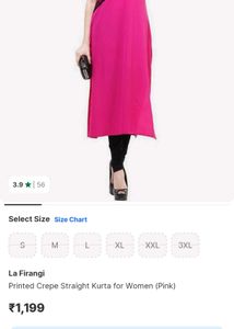 Vibrant Pink Kurta with Black Lace Detail