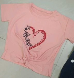 Cute Pink Heart Butterfly T-Shirt