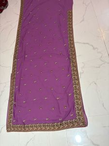 Elegant Purple Embroidered Saree