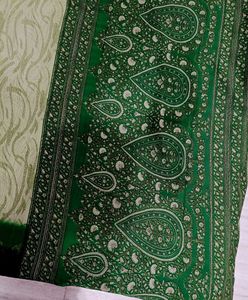 🇳🇿💫🎀Elegant Green &amp; Black Floral Print Saree