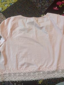 Pink Lace Trim Crop Top