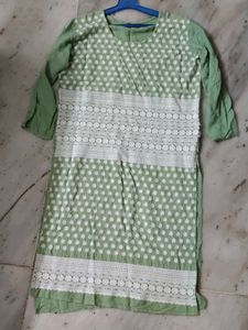 Charming Light Green Embroidered Kurta