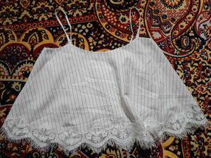 Striped Cami Top with Lace Trim