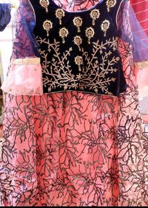 Elegant Pink &amp; Black Lehenga Set