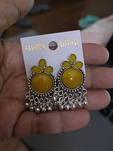 Yellow Jhumka Earrings