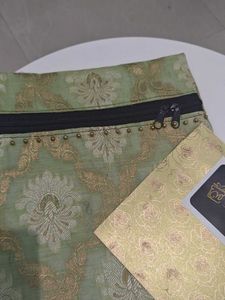 Elegant Brocade Pouch with Zipper