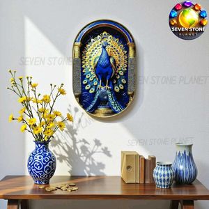 Certified Natural Pyrite Lapis Peacock Crystal Art